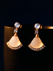 Fan Drop Earrings with Crystal Accents