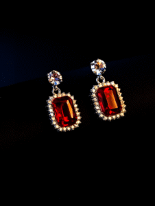 Luxury Ruby Red Crystal Drop Earrings