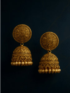 Nisku Antique Gold Temple Jhumka Earrings