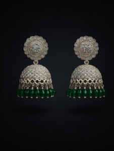 Nisku Emerald Sparkle Jhumka Earrings