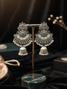 Nisku Silver Grace Pearl Jhumka Earrings